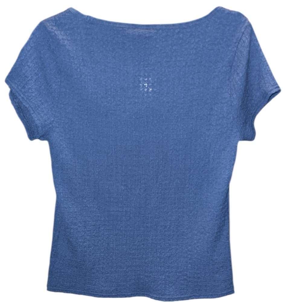 🌺NWT-Old Navy Fitted Square-Neck T-Shirt-Textured Blue - Picture 3 of 6